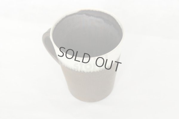 Photo4: Kiyomizu Japanese pottery tea mug coffee cup Daisuke white-line black 250ml