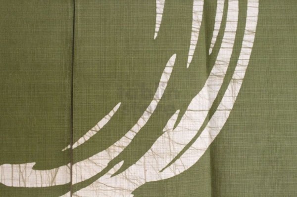 Photo5: Kyoto Noren SB Japanese Rozome wax resist textile olive-green 85 x 43cm