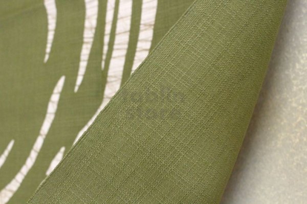 Photo4: Kyoto Noren SB Japanese Rozome wax resist textile olive-green 85 x 43cm