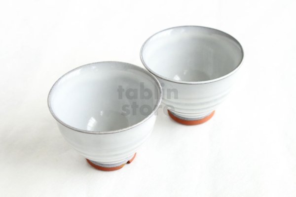 Photo2: Hagi ware Japanese pottery yunomi tea cups haku white glaze 180ml set of 5