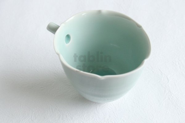 Photo12: Hasami ware Japanese Sake bottle and Sake cup set Seiji light blue glaze