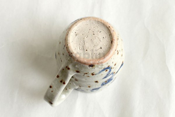 Photo4: Shigaraki ware Japanese pottery tea mug coffee cup mizunone nagare blue 350ml
