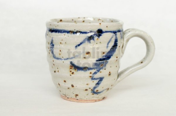 Photo2: Shigaraki ware Japanese pottery tea mug coffee cup mizunone nagare blue 350ml