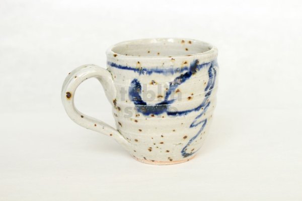 Photo1: Shigaraki ware Japanese pottery tea mug coffee cup mizunone nagare blue 350ml