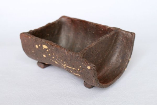 Photo1: Tokoname Bonsai pot garden tree Japanese pottery bamboo shape yakishime W132mm