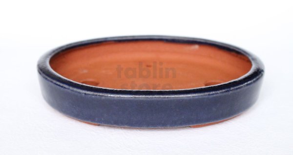 Photo2: Tokoname Bonsai pot garden tree Japanese pottery oval Yozan Eimei navy W148mm