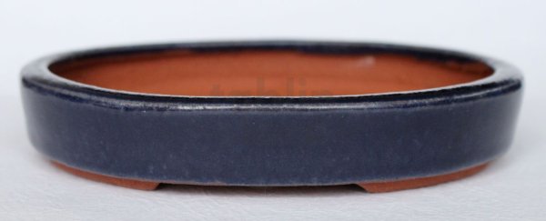 Photo10: Tokoname Bonsai pot garden tree Japanese pottery oval Yozan Eimei navy W148mm