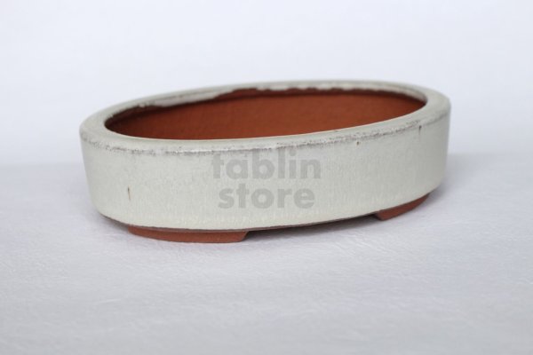 Photo4: Tokoname Bonsai pot garden tree Japanese pottery oval Yozan Eimei shiro W153mm