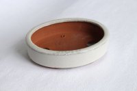 Tokoname Bonsai pot garden tree Japanese pottery oval Yozan Eimei shiro W153mm