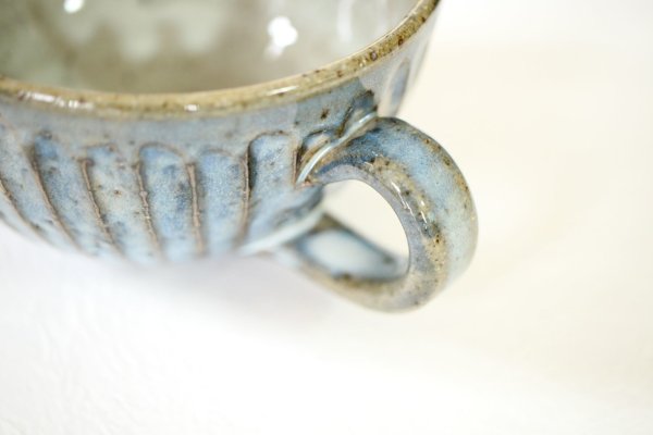 Photo2: Shigaraki sd Japanese pottery tea mug coffee cup Shinogi wide blue 360 ml