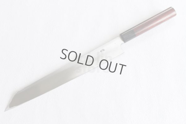 Photo3: Takayuki Iwai Blue 2 steel Ibuki Kurouchi black Kiritsuke Sashimi D-shape 270 mm 