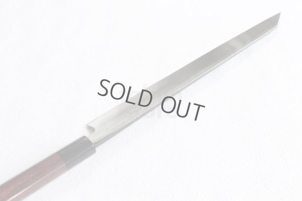 Photo10: Takayuki Iwai Blue 2 steel Ibuki Kurouchi black Kiritsuke Sashimi D-shape 270 mm 