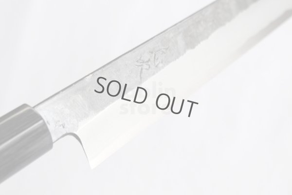 Photo6: Takayuki Iwai Blue 2 steel Ibuki Kurouchi black Kiritsuke Sashimi D-shape 270 mm 