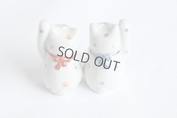 Photo12: Japanese Lucky Cat Kutani Porcelain Maneki Neko polka-dotted H8cm