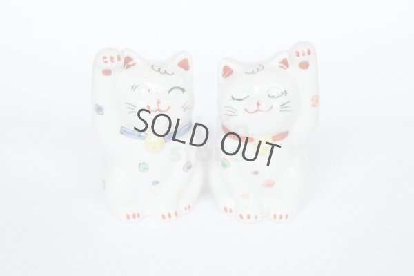 Photo10: Japanese Lucky Cat Kutani Porcelain Maneki Neko polka-dotted H8cm