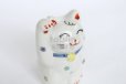 Photo8: Japanese Lucky Cat Kutani Porcelain Maneki Neko polka-dotted H8cm