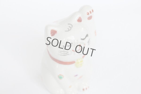Photo6: Japanese Lucky Cat Kutani Porcelain Maneki Neko polka-dotted H8cm