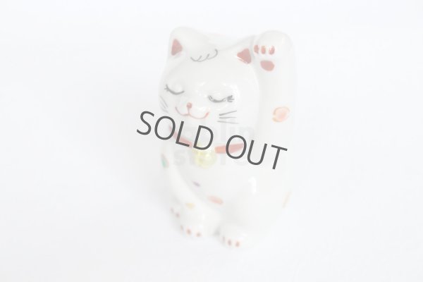 Photo5: Japanese Lucky Cat Kutani Porcelain Maneki Neko polka-dotted H8cm