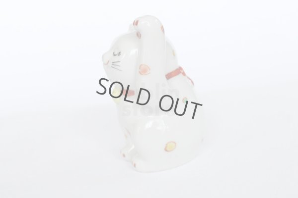 Photo3: Japanese Lucky Cat Kutani Porcelain Maneki Neko polka-dotted H8cm