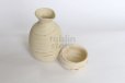 Photo4: Tokoname Japanese sake bottle cup set YT Kenji nerikomi Tokkuri guinomi