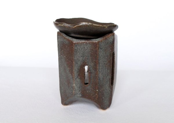 Photo2: Shigaraki pottery tsuchi Japanese tea aroma incense burner holder shinogi H11cm