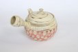 Photo1: Tokoname Japanese tea pot kyusu ceramic strainer Kenji nerikomi pink 280ml (1)