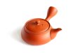 Photo10: Tokoname tea pot kyusu Jinsui Kiwami shudei red biku flat shape small 120ml