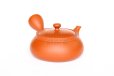 Photo8: Tokoname tea pot kyusu Jinsui Kiwami shudei red biku flat shape small 120ml