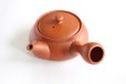 Photo3: Tokoname tea pot kyusu Jinsui Kiwami shudei red biku flat shape small 120ml