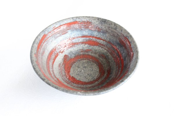 Photo8: Shigaraki pottery Japanese soup noodle serving bowl Ginsai hira red D160mm