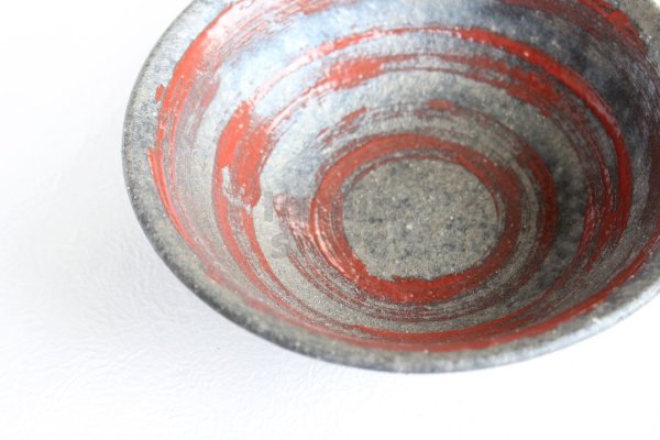 Photo7: Shigaraki pottery Japanese soup noodle serving bowl Ginsai hira red D160mm