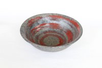 Shigaraki pottery Japanese soup noodle serving bowl Ginsai hira red D160mm