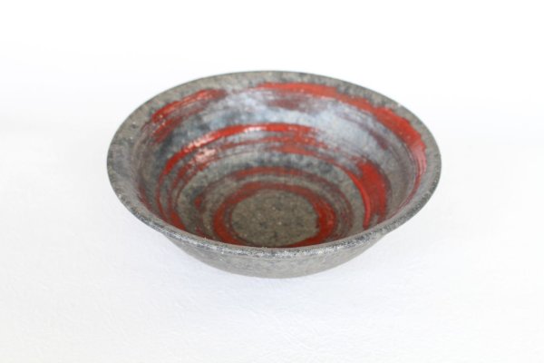 Photo1: Shigaraki pottery Japanese soup noodle serving bowl Ginsai hira red D160mm