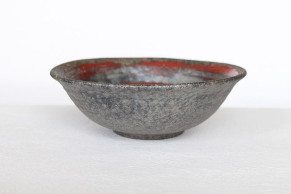 Photo5: Shigaraki pottery Japanese soup noodle serving bowl Ginsai hira red D160mm