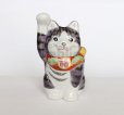 Photo8: Japanese Lucky Cat Kutani Porcelain Maneki Neko yon shiyusai H 14cm 