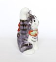 Photo5: Japanese Lucky Cat Kutani Porcelain Maneki Neko yon shiyusai H 14cm 