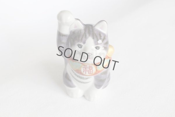 Photo3: Japanese Lucky Cat Kutani Porcelain Maneki Neko yon shiyusai H 14cm 