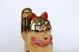 Photo4: Japanese Lucky Cat Kutani Porcelain Maneki Neko gold  kinnuri H 13.5cm