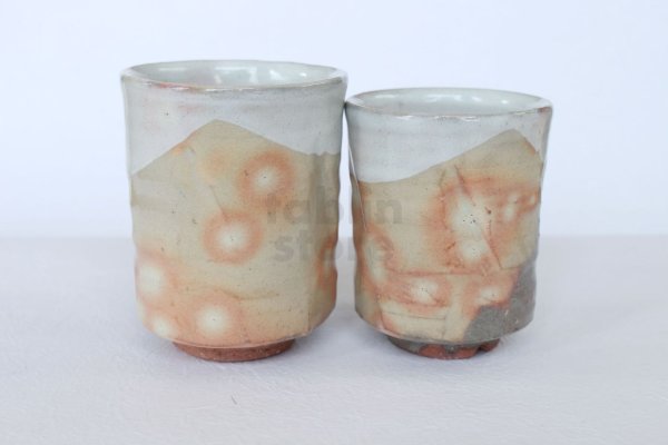 Photo8: Hagi ware kumi yunomi Japanese tea cups pottery akimi Kashun Mukuhara set of 2
