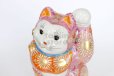 Photo5: Japanese Lucky Cat Kutani Porcelain Maneki Neko rokugo pink mori H 19.5cm 