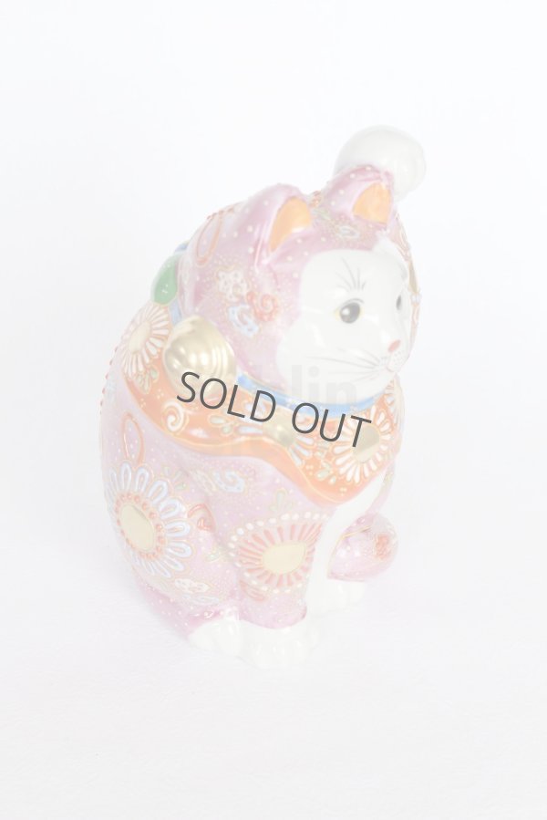 Photo3: Japanese Lucky Cat Kutani Porcelain Maneki Neko rokugo pink mori H 19.5cm 