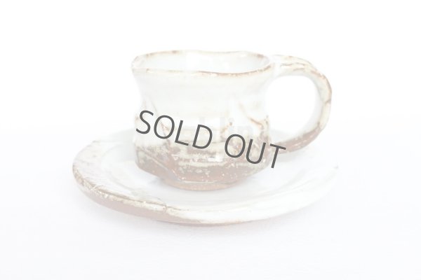 Photo5: Hagi ware Japanese pottery mug coffee tea cup Kashun with saucer 170ml