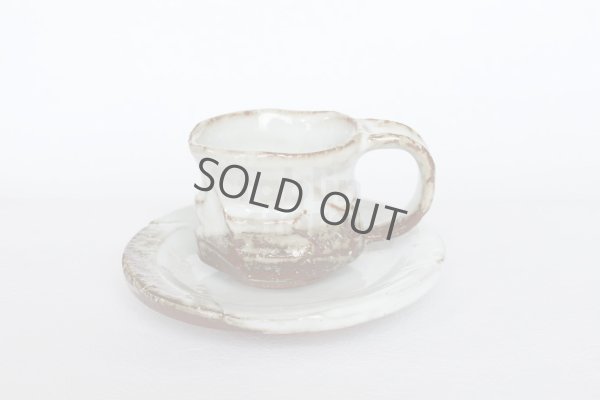 Photo4: Hagi ware Japanese pottery mug coffee tea cup Kashun with saucer 170ml
