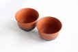 Photo2: Tokoname Japanese Yunomi tea cups Koji Iwase syudei yohen red 85ml set of 2 (2)