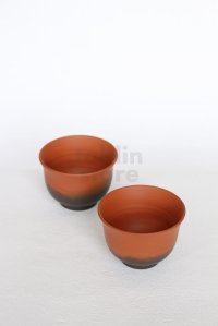 Tokoname Japanese Yunomi tea cups Koji Iwase syudei yohen red 85ml set of 2