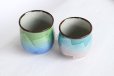 Photo9: Kutani Porcelain Japanese tea cups yon ginsai nishoku (set of 2)