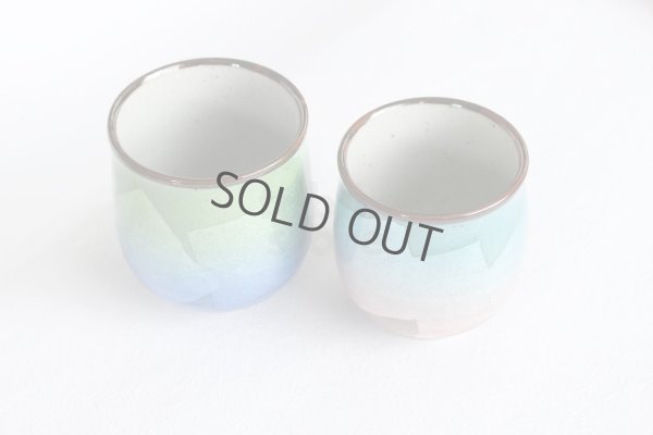 Photo9: Kutani Porcelain Japanese tea cups yon ginsai nishoku (set of 2)