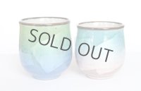 Kutani Porcelain Japanese tea cups yon ginsai nishoku (set of 2)