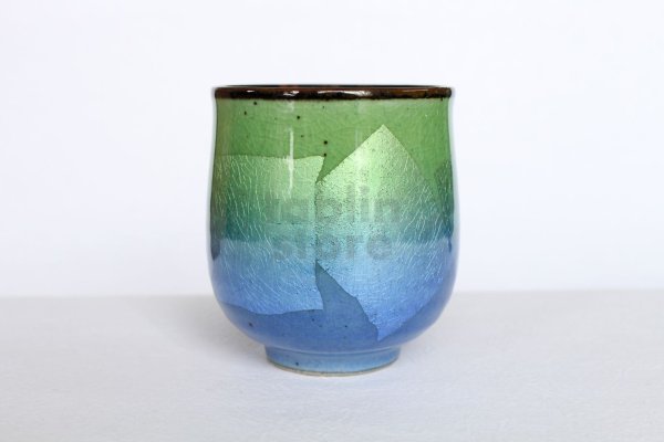 Photo2: Kutani Porcelain Japanese tea cups yon ginsai nishoku (set of 2)