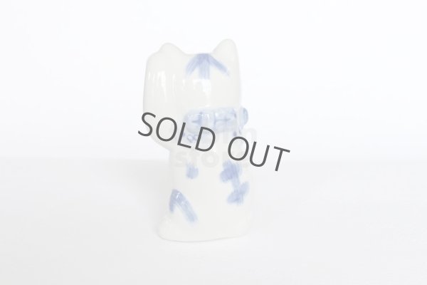 Photo8: Japanese Lucky Cat Kutani Porcelain Maneki Neko sansan sometsuke H 10cm 
